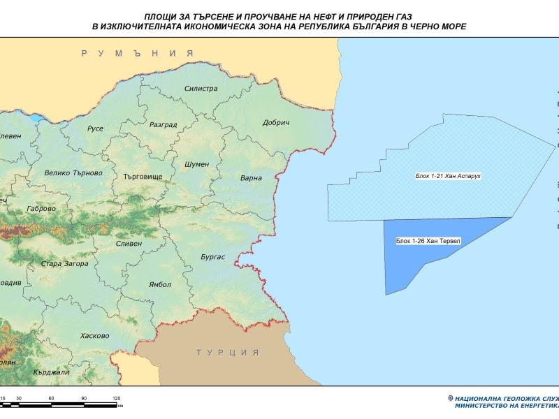 Карта на блок Хан Аспарух в Черно море